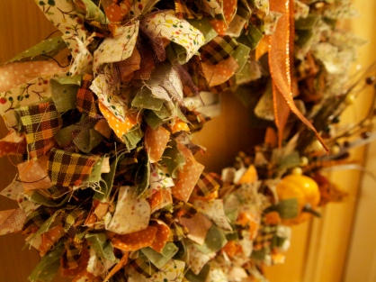 autumn rag wreath fabric